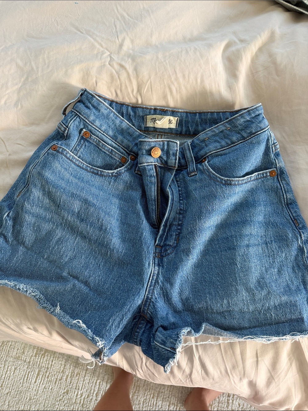Madewell Blue High-Rise Denim Cutoff Shorts